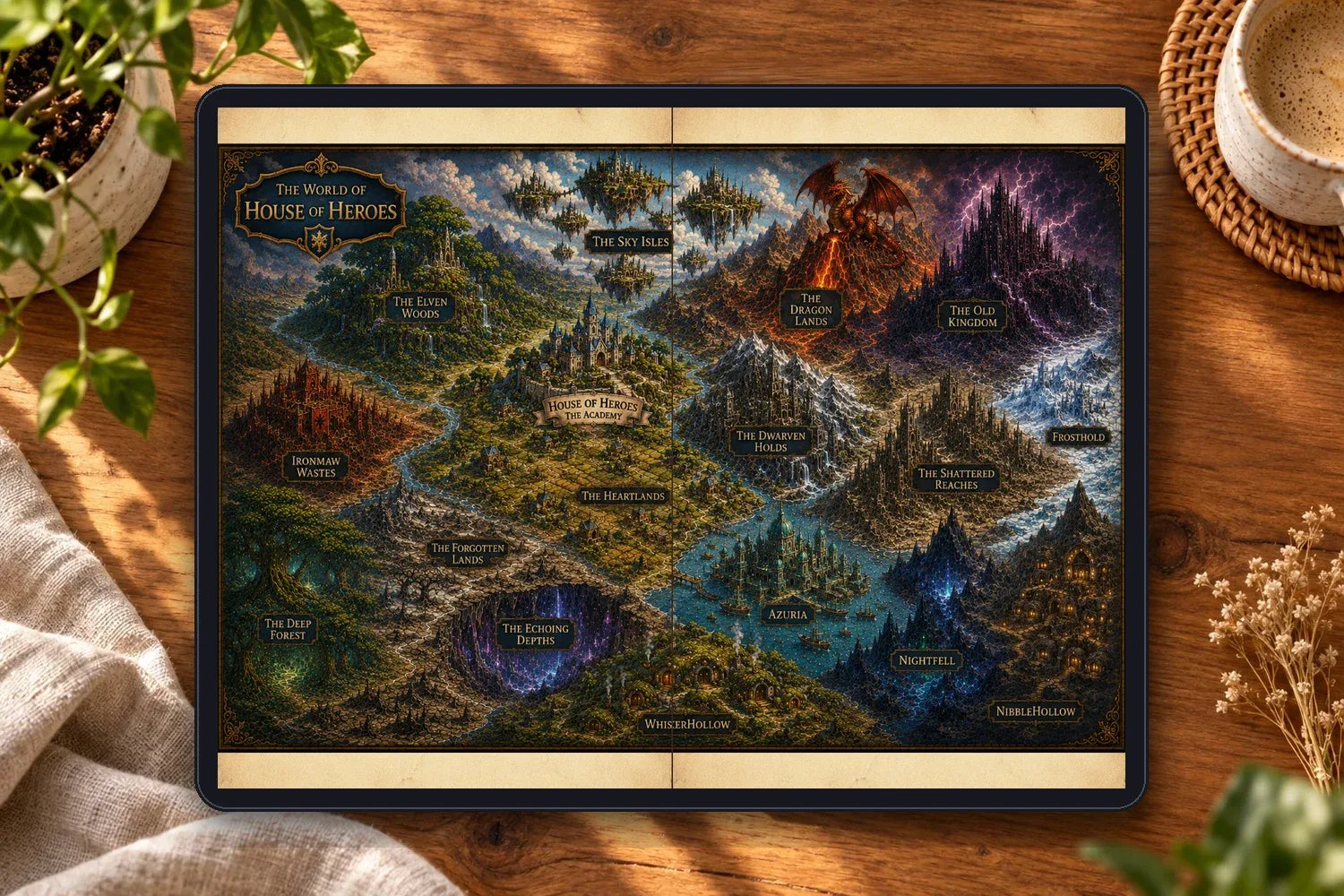 The full map of the World of Aevoria