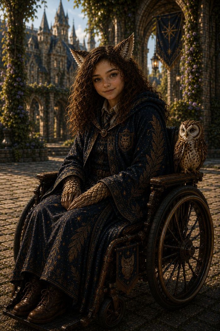 Eli with her owl Sam