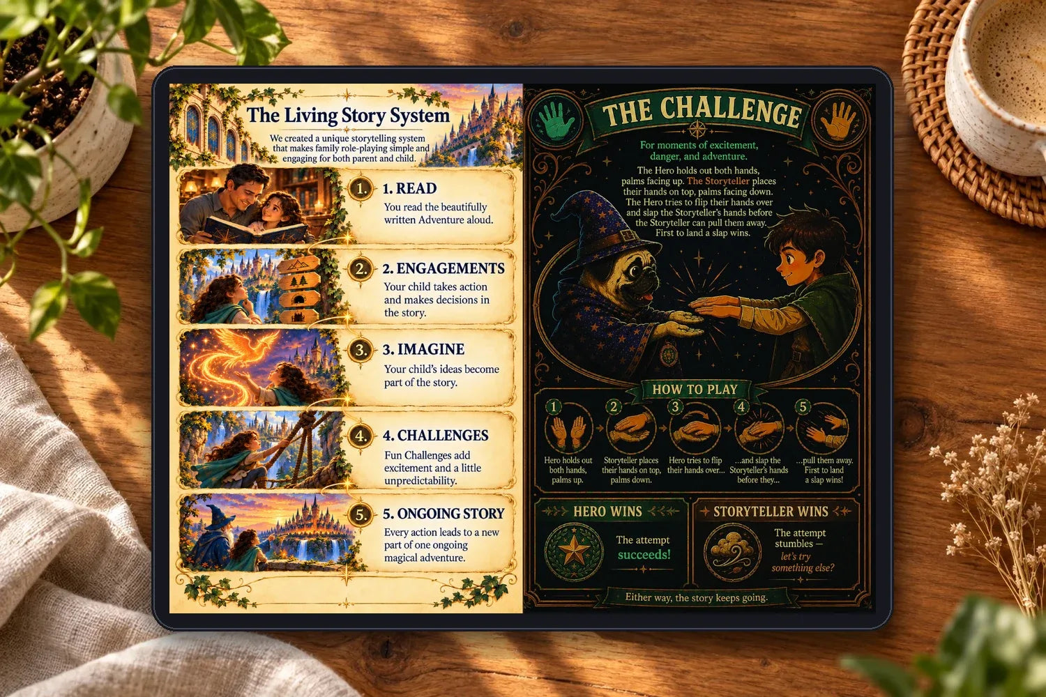 The Living Story System and The Challenge pages
