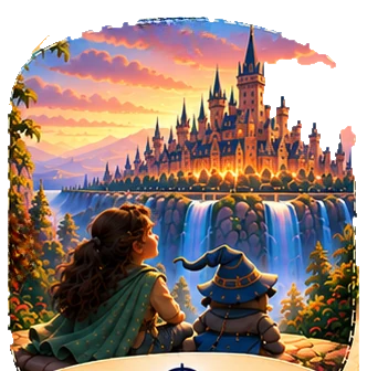 The Hero and Chester looking out toward the Academy castle